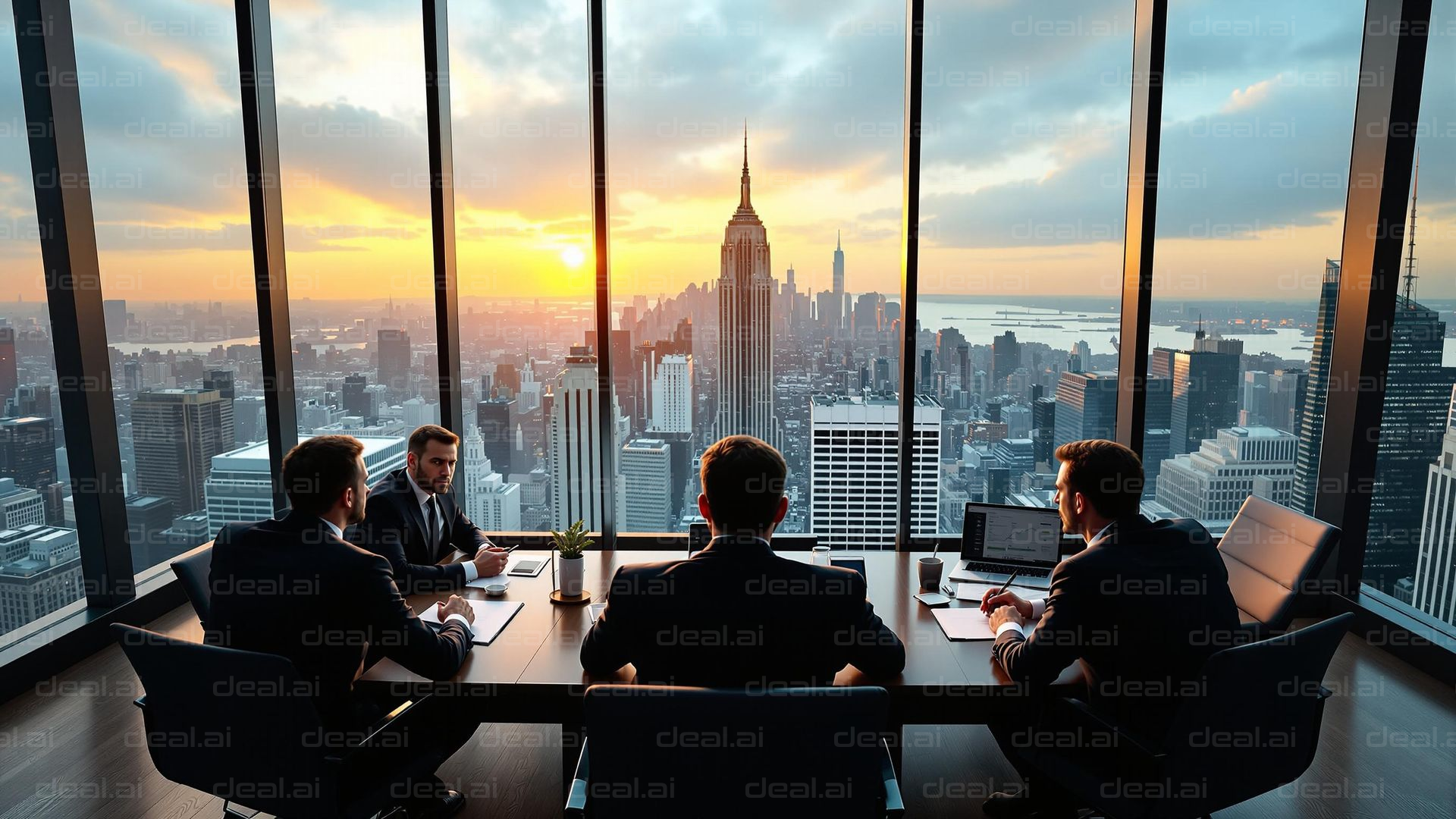 Skyline Meeting at Sunset