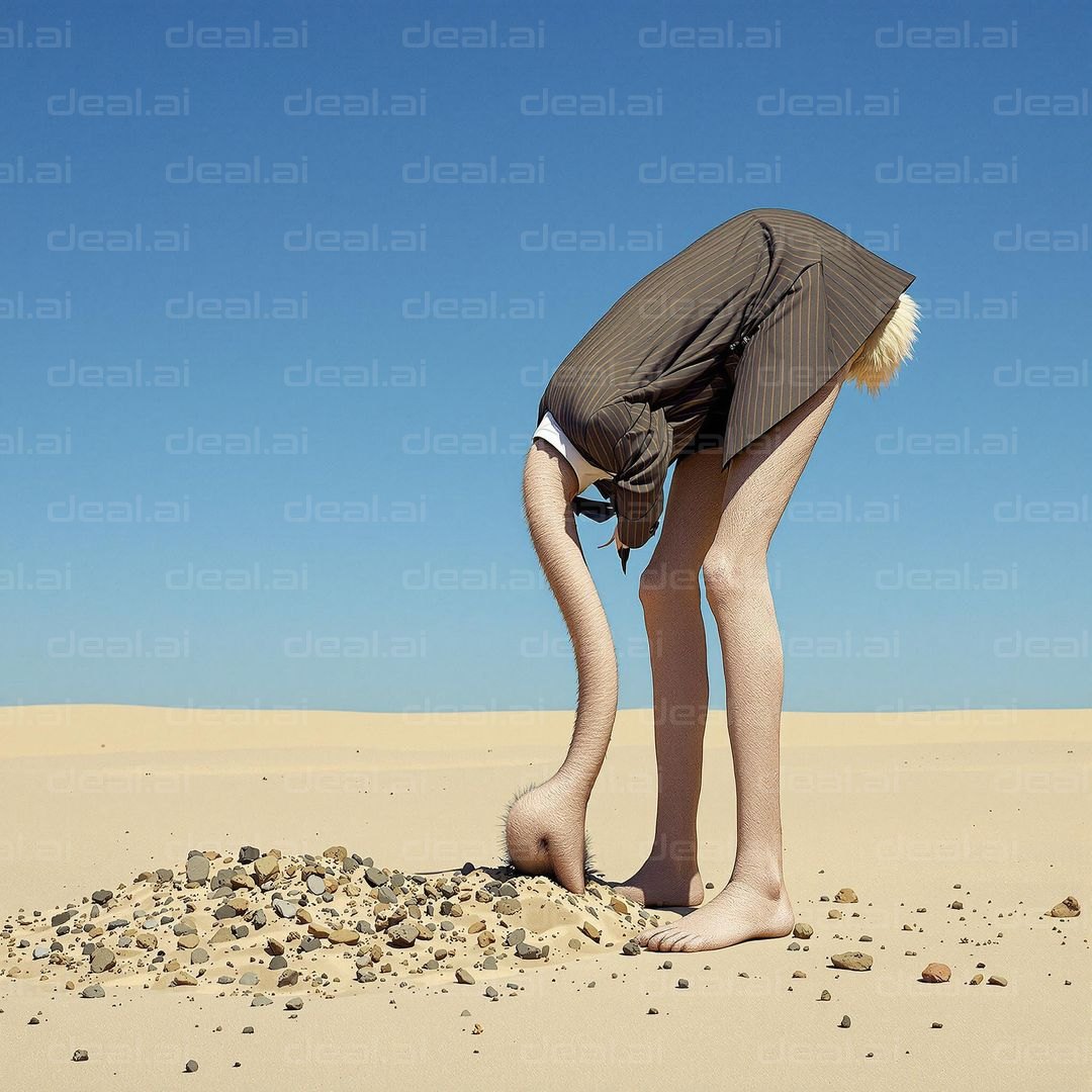 "Ostrich in a Suit: Desert Daydream"