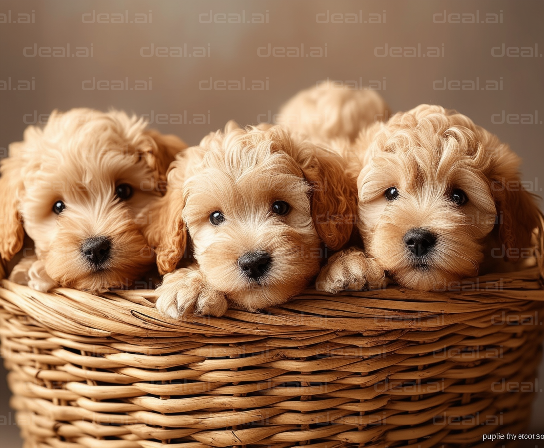 Adorable Puppies in a Basket