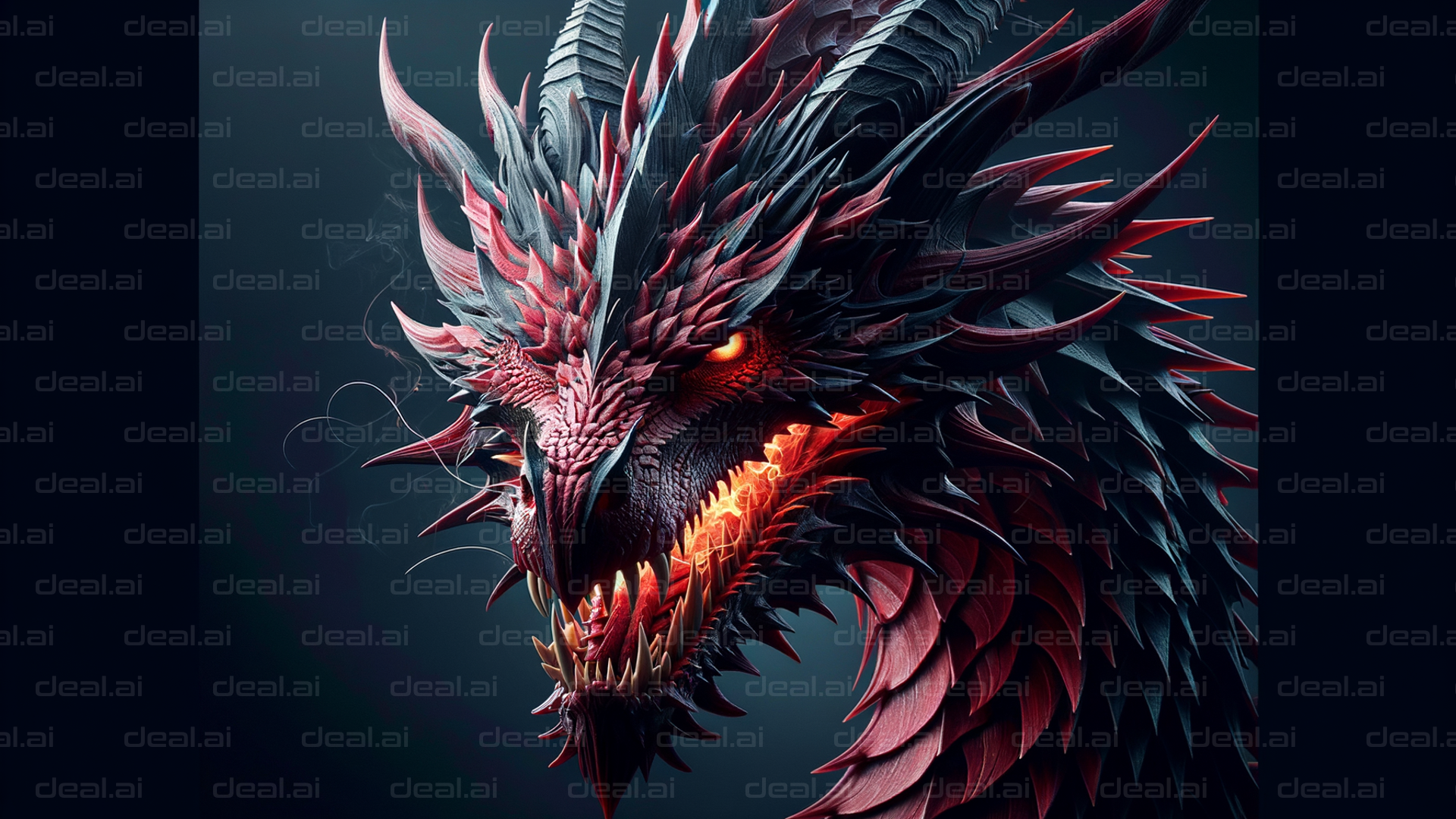 "Fierce Dragon with Glowing Eyes"