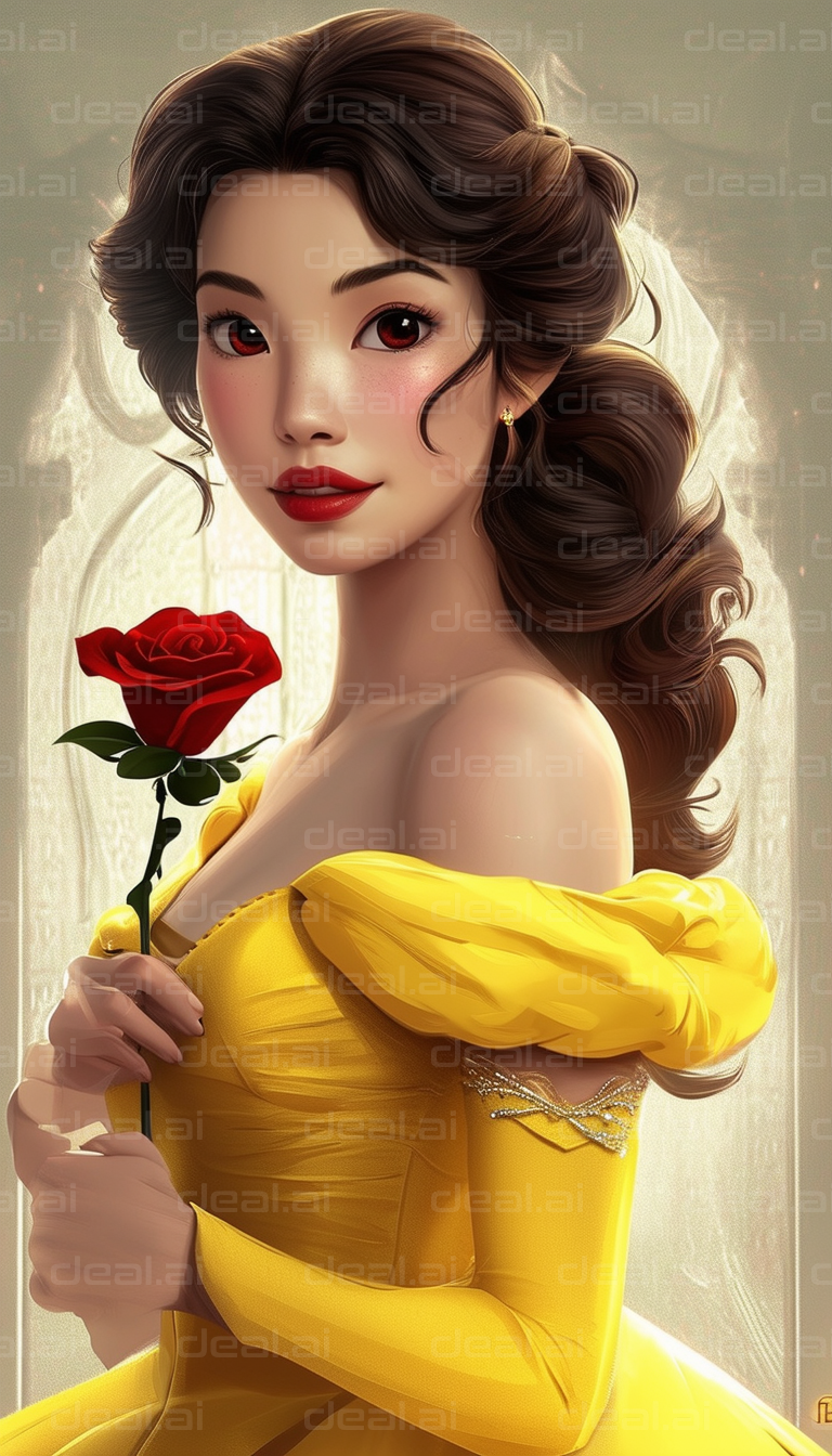 Elegant Beauty with a Red Rose