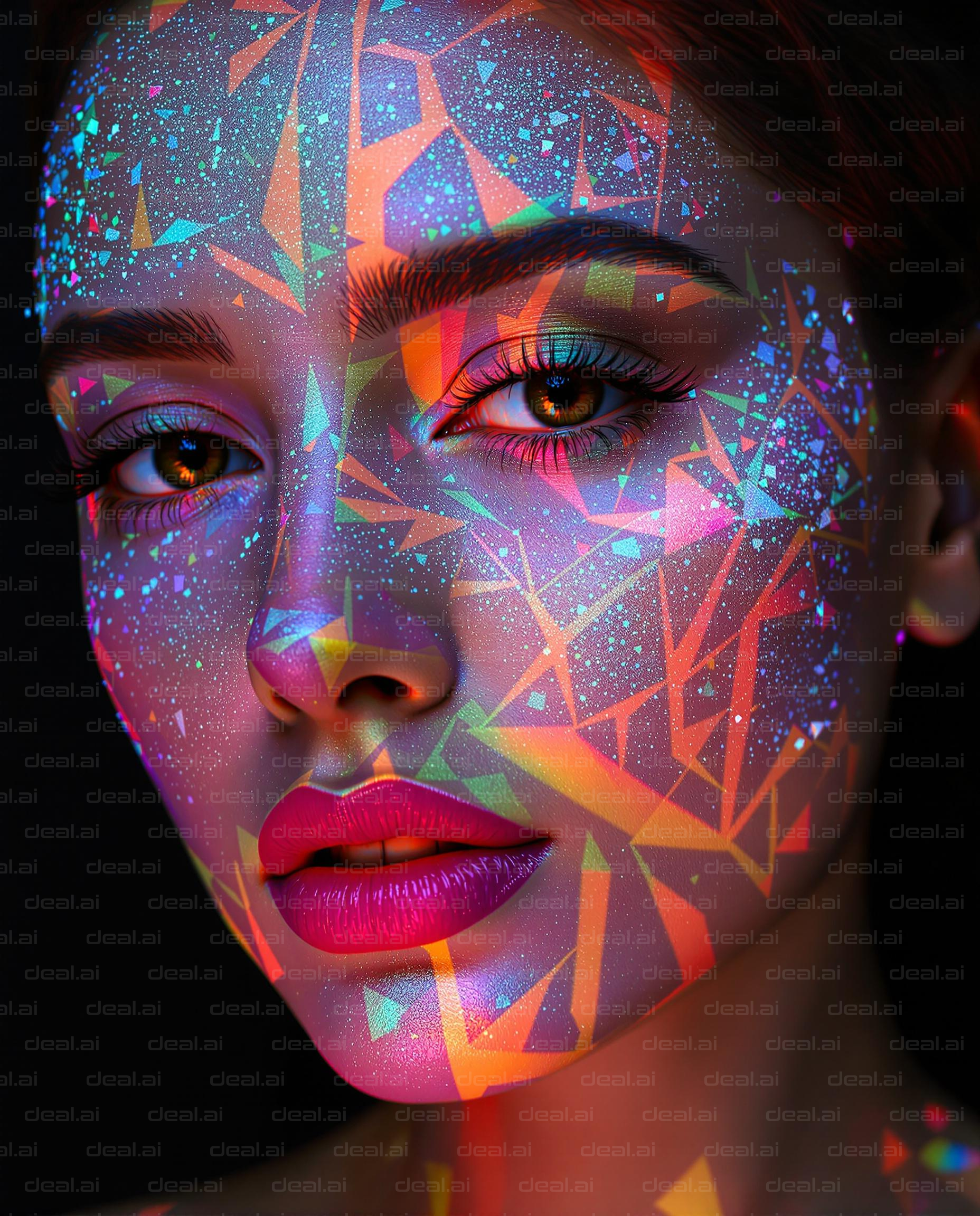 Neon Geometric Face Art