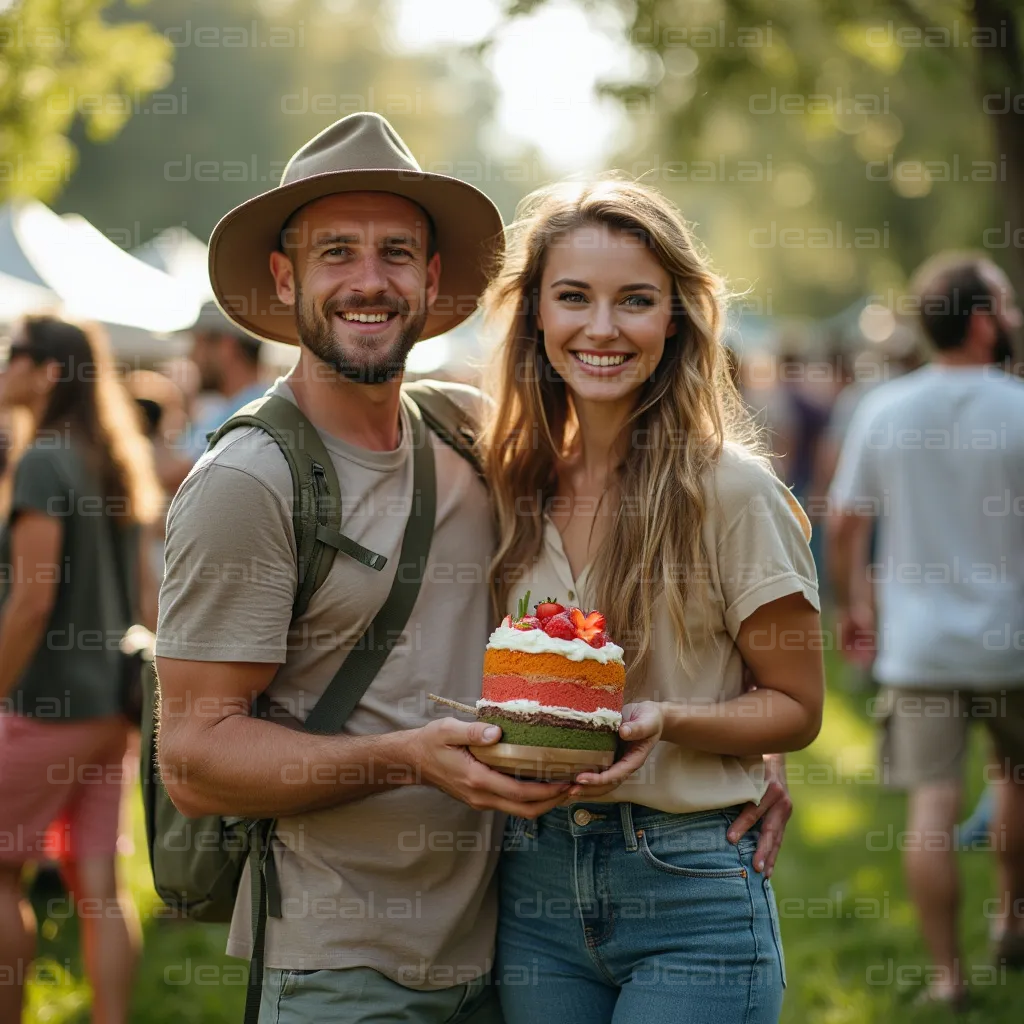 Couple Celebrating at Outdoor Festival