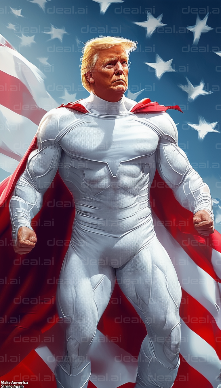 "Superhero with Flag Cape"