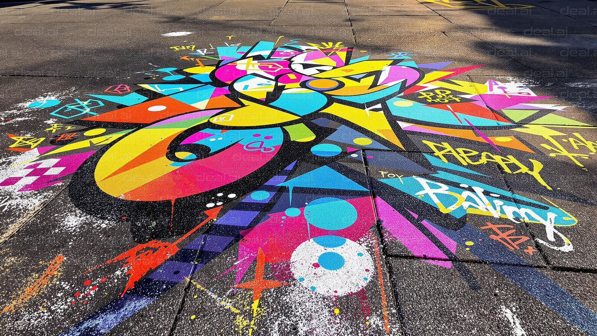 Vibrant Street Graffiti Explosion