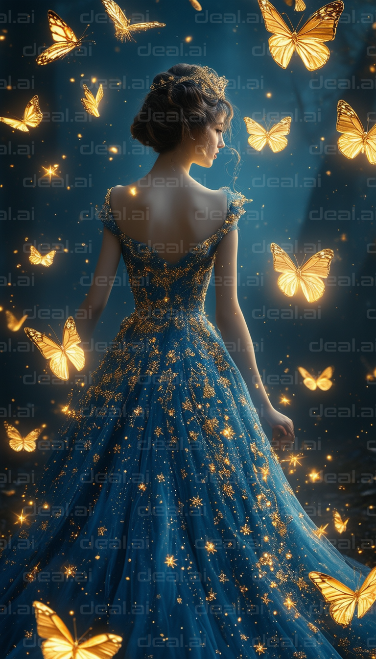 Enchanted Evening with Golden Butterflies