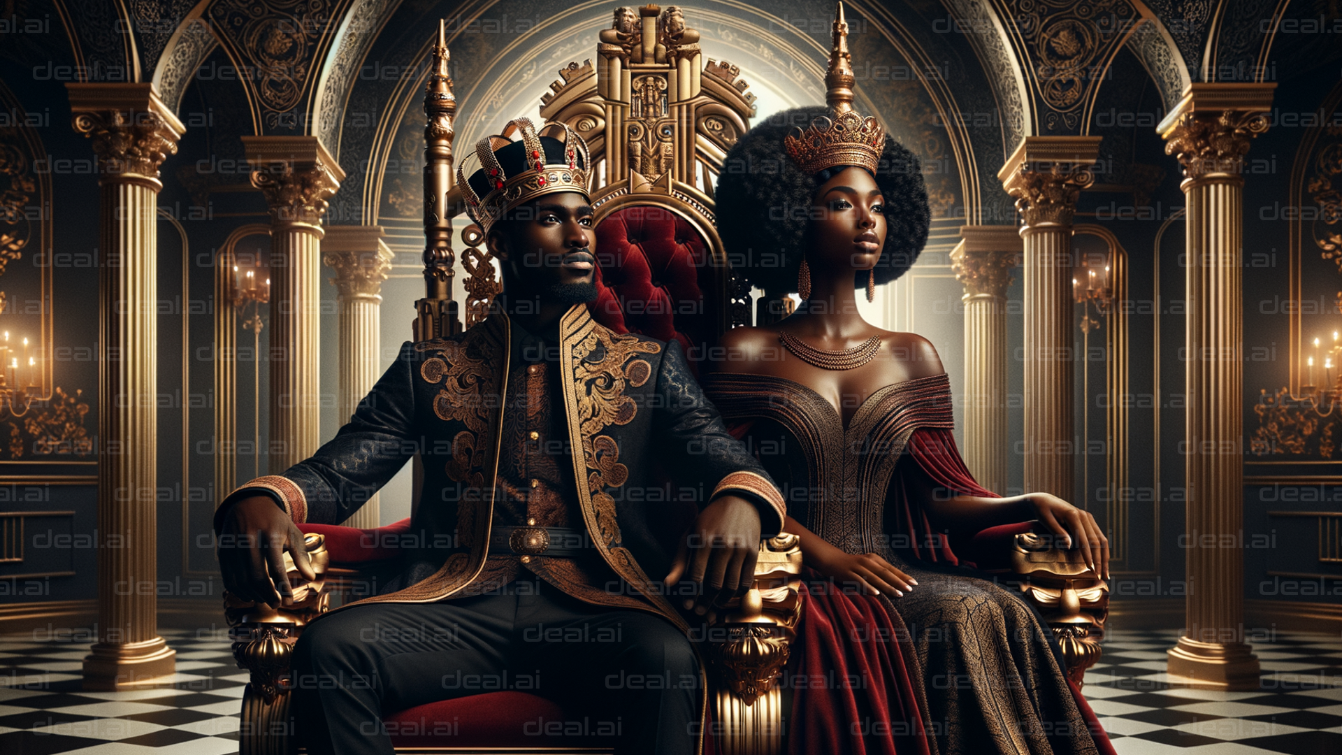 Regal Majesty in Ornate Throne Room