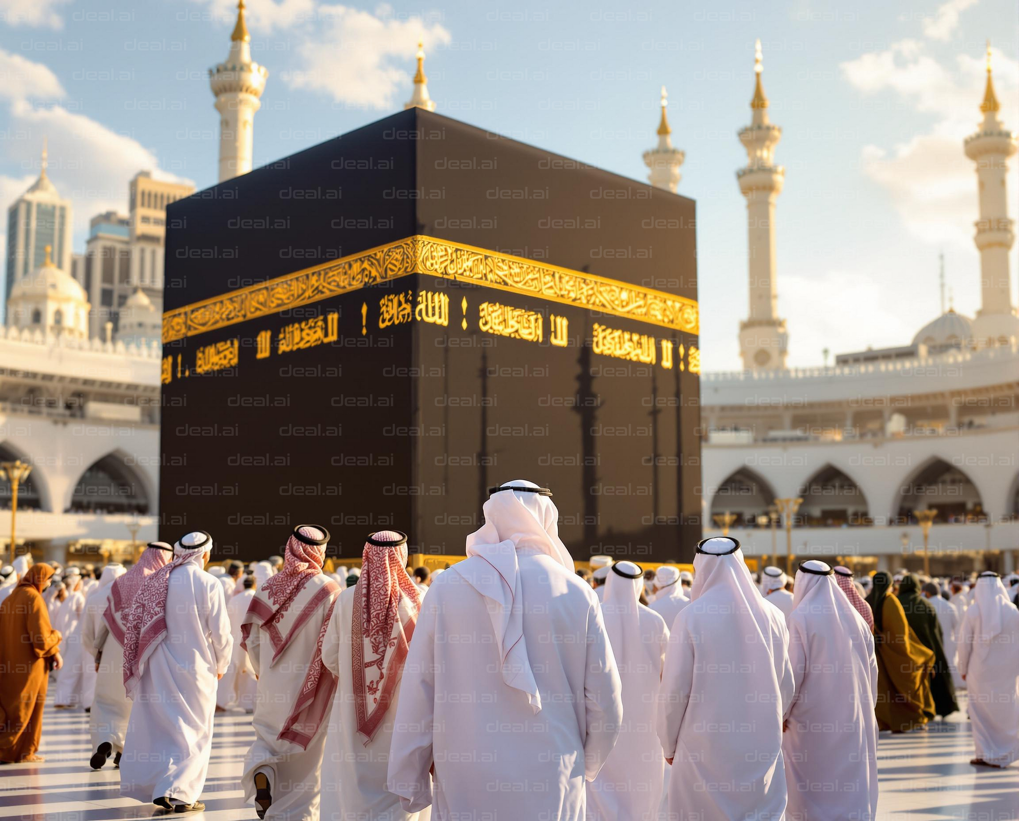 Pilgrims Walking Towards the Kaaba