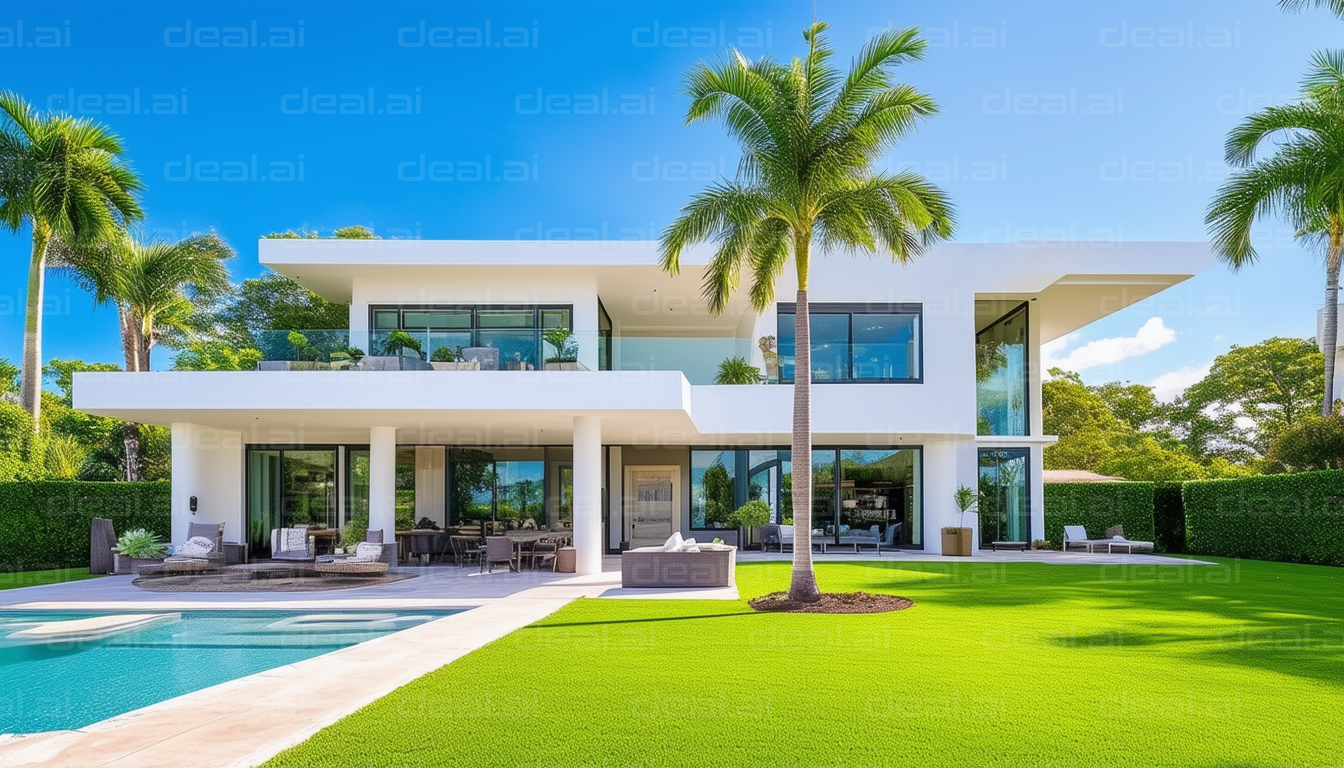 Modern Luxury Home with Pool and Palm Trees