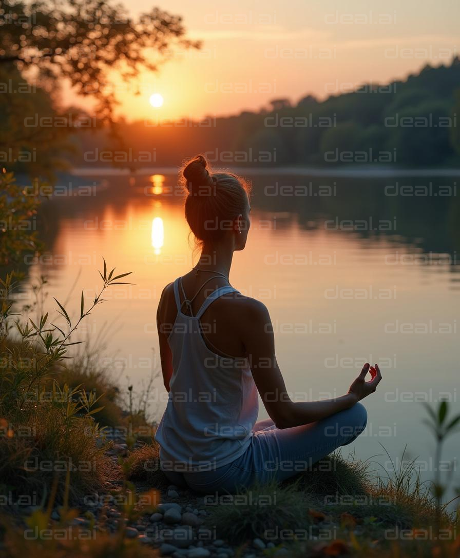 Sunset Meditation by the Lake