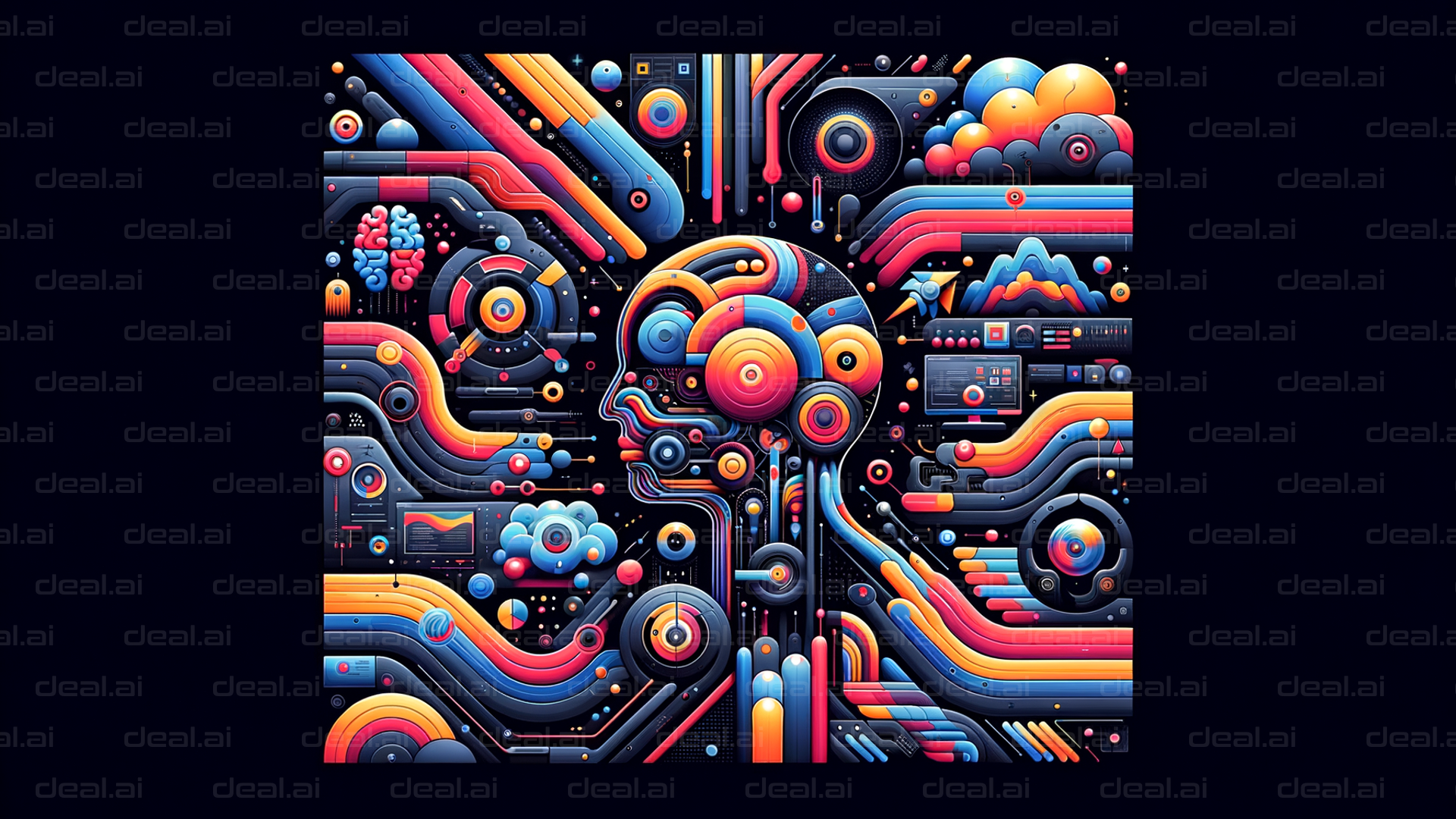 Colorful Tech Mindscape Illustration