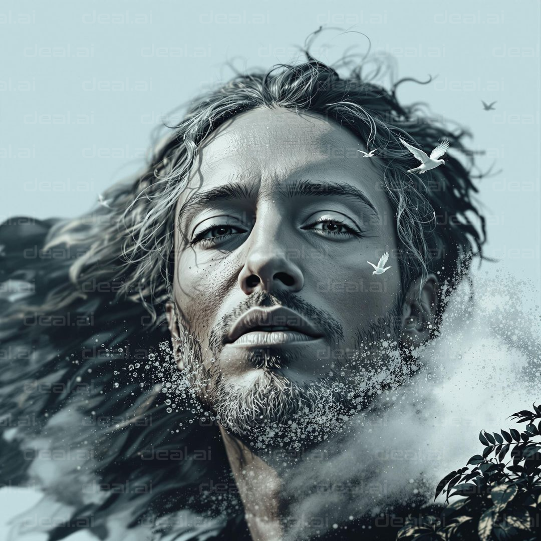Whimsical Portrait with Birds