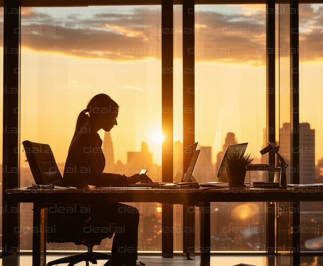 Office Work at Sunset