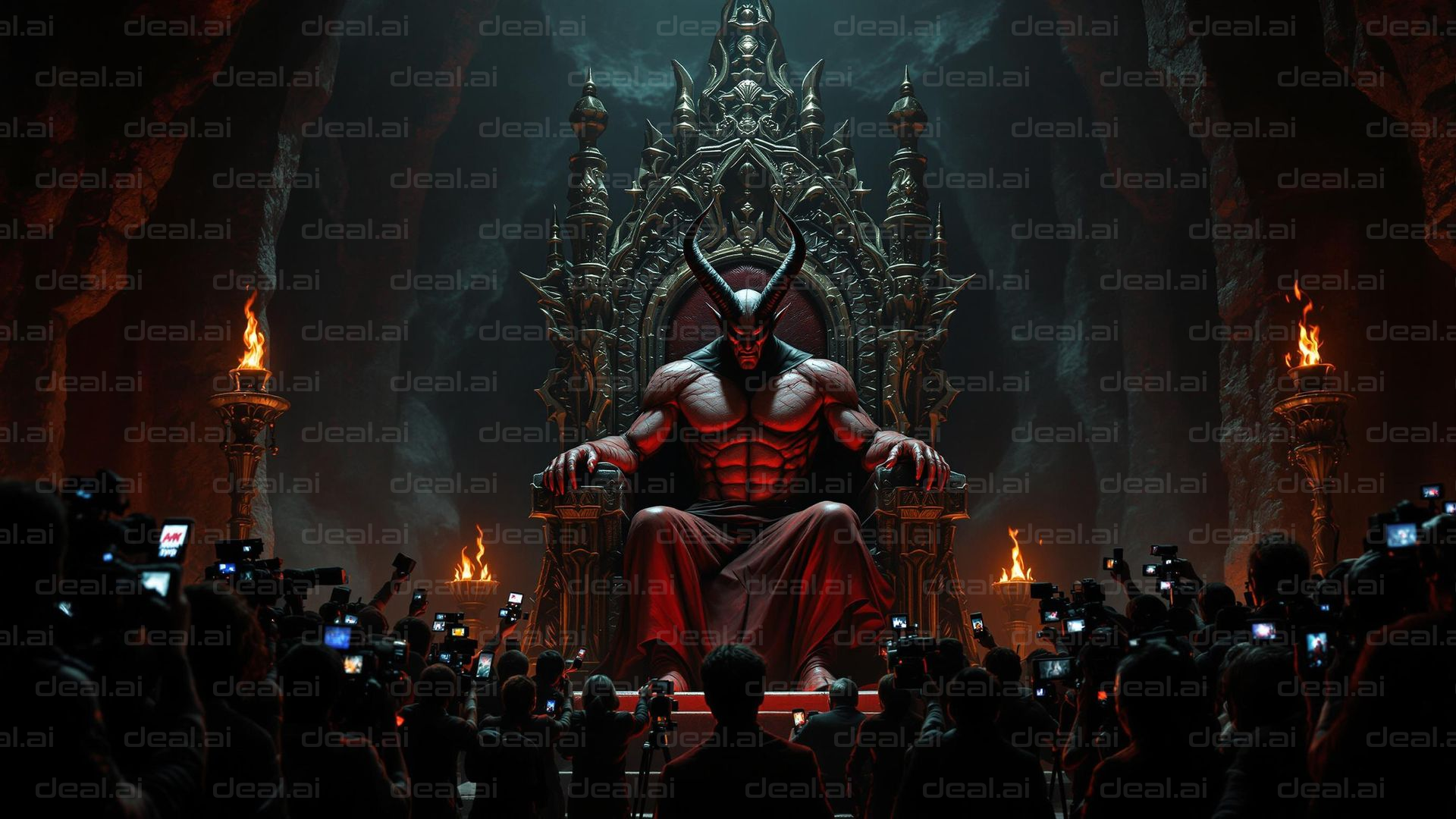 "Dark Lord on Throne Among Cameras"
