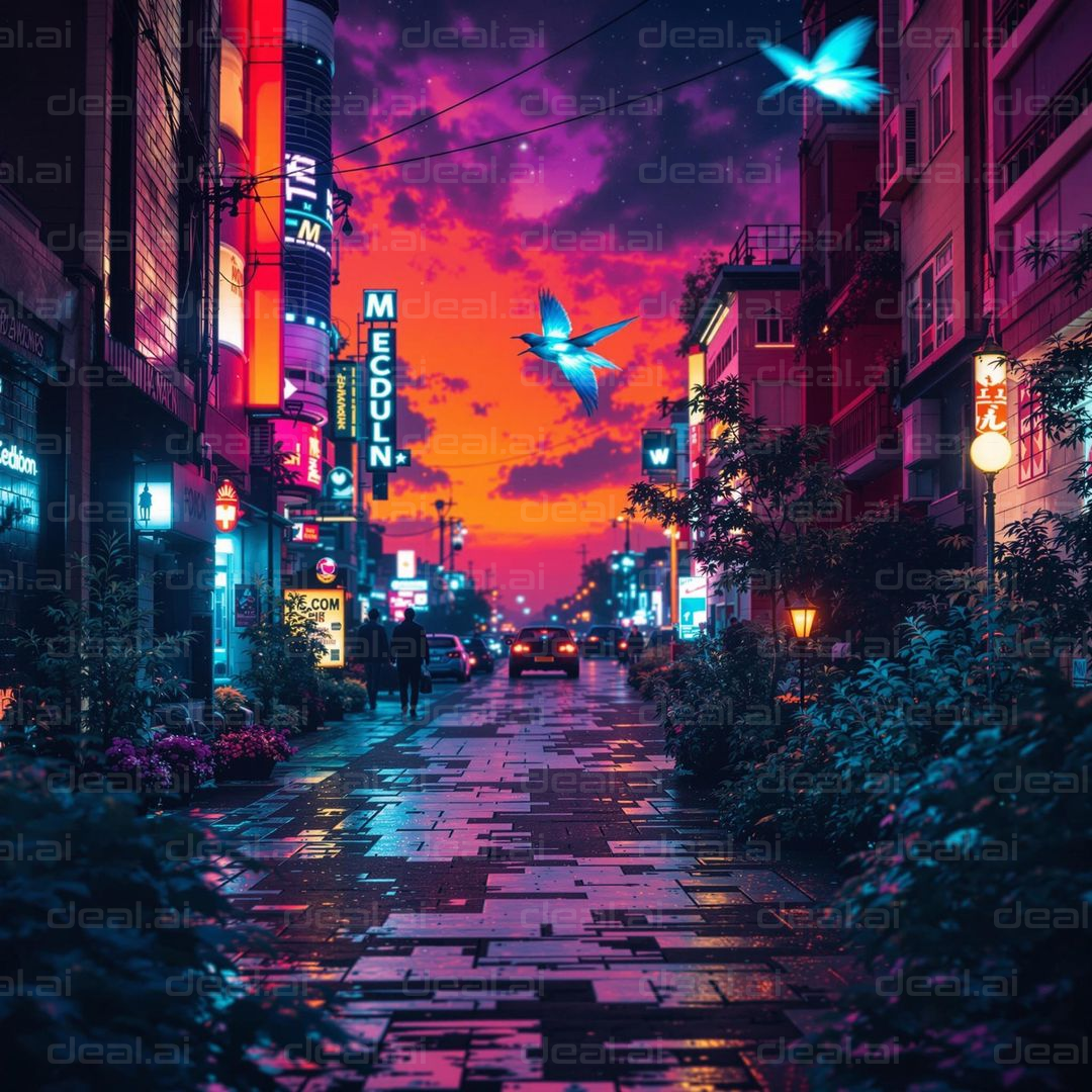 "Neon Dreams at Dusk"