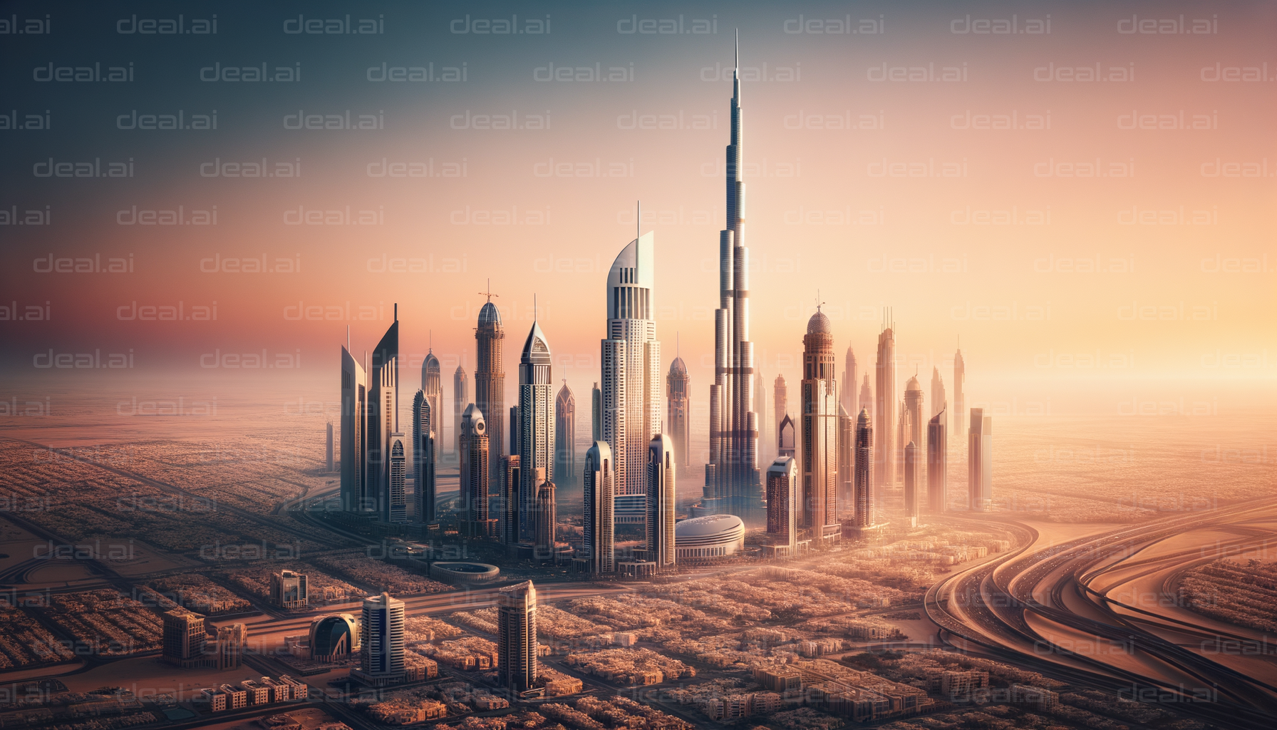 "Futuristic Cityscape at Sunset"