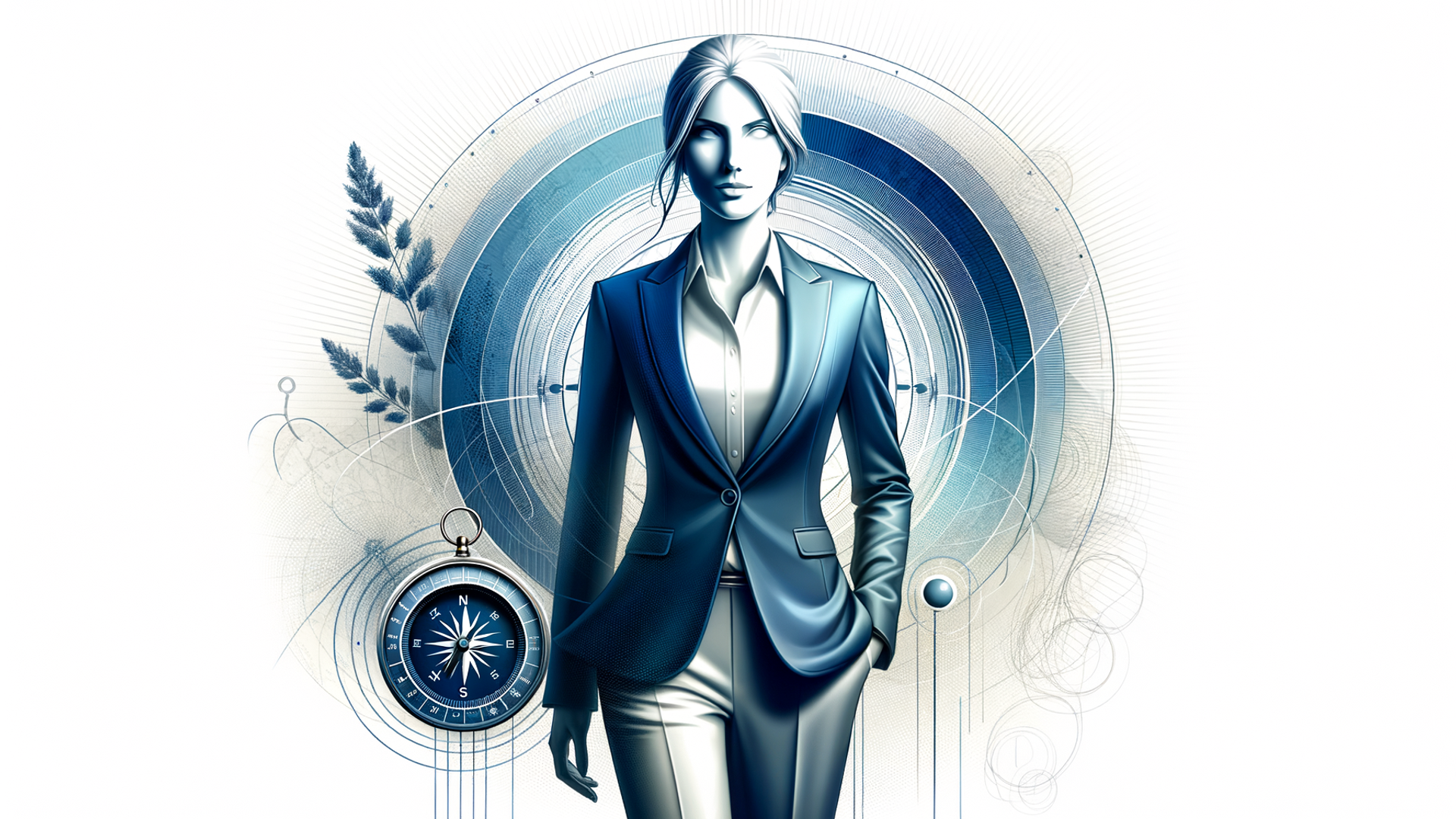 Modern Businesswoman with Compass Icon