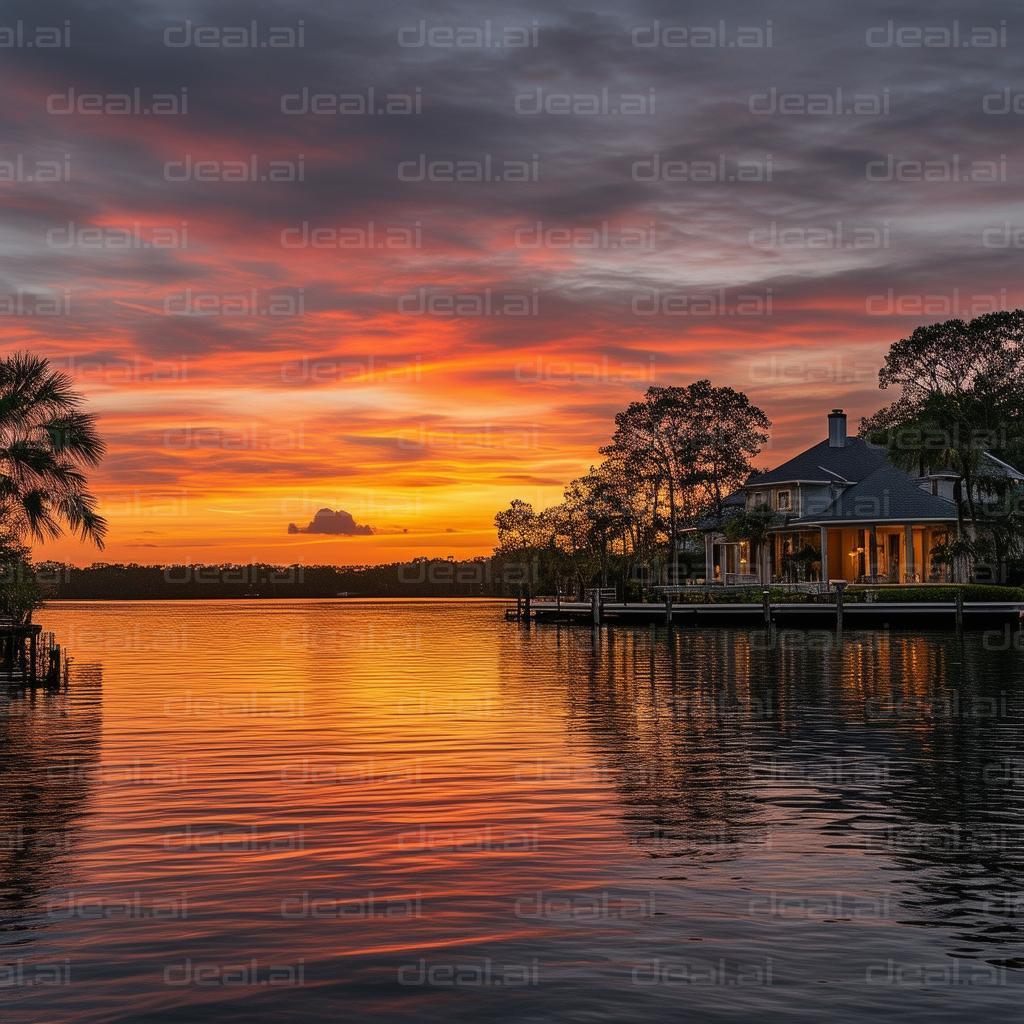 "Lakefront Sunset Serenity"