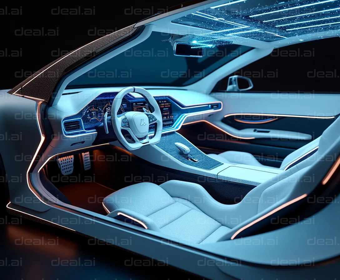 Futuristic Car Interior with Neon Lights