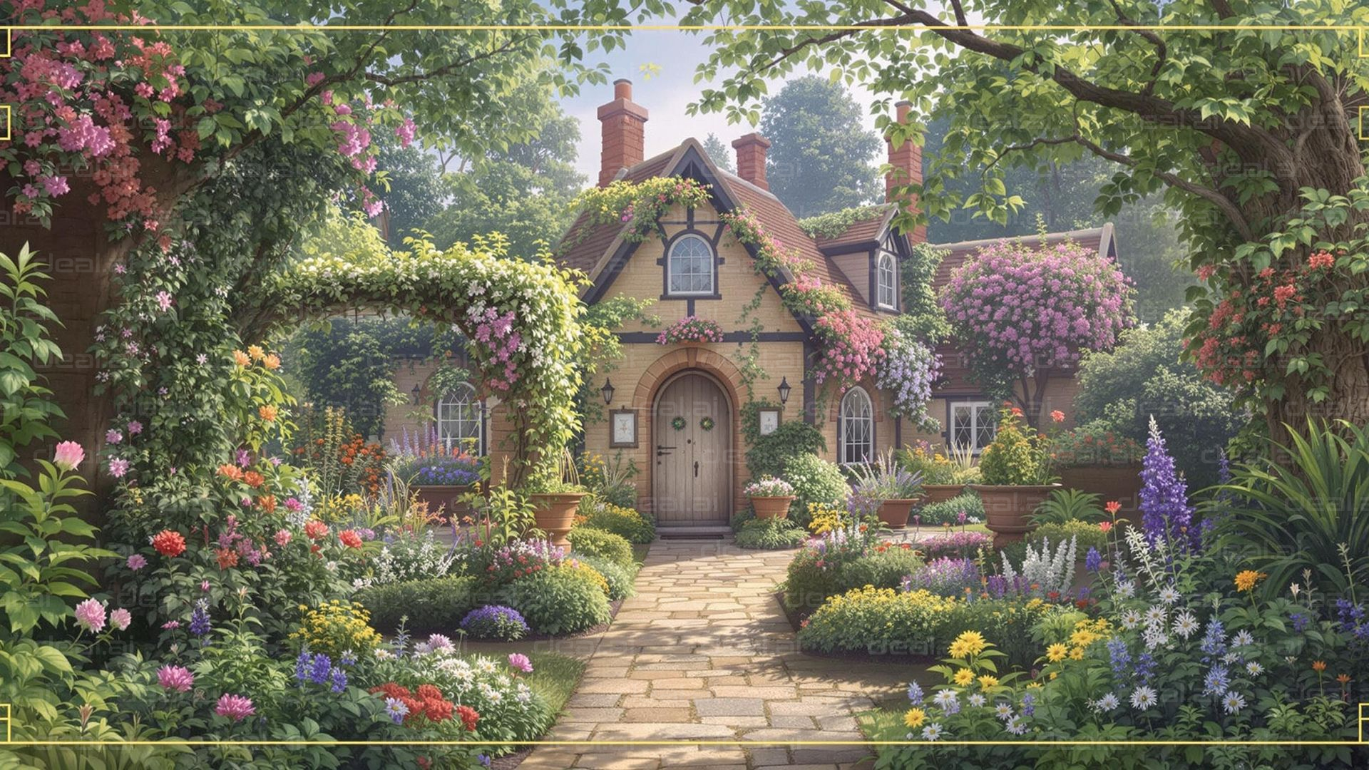 Enchanting Cottage Garden Scene