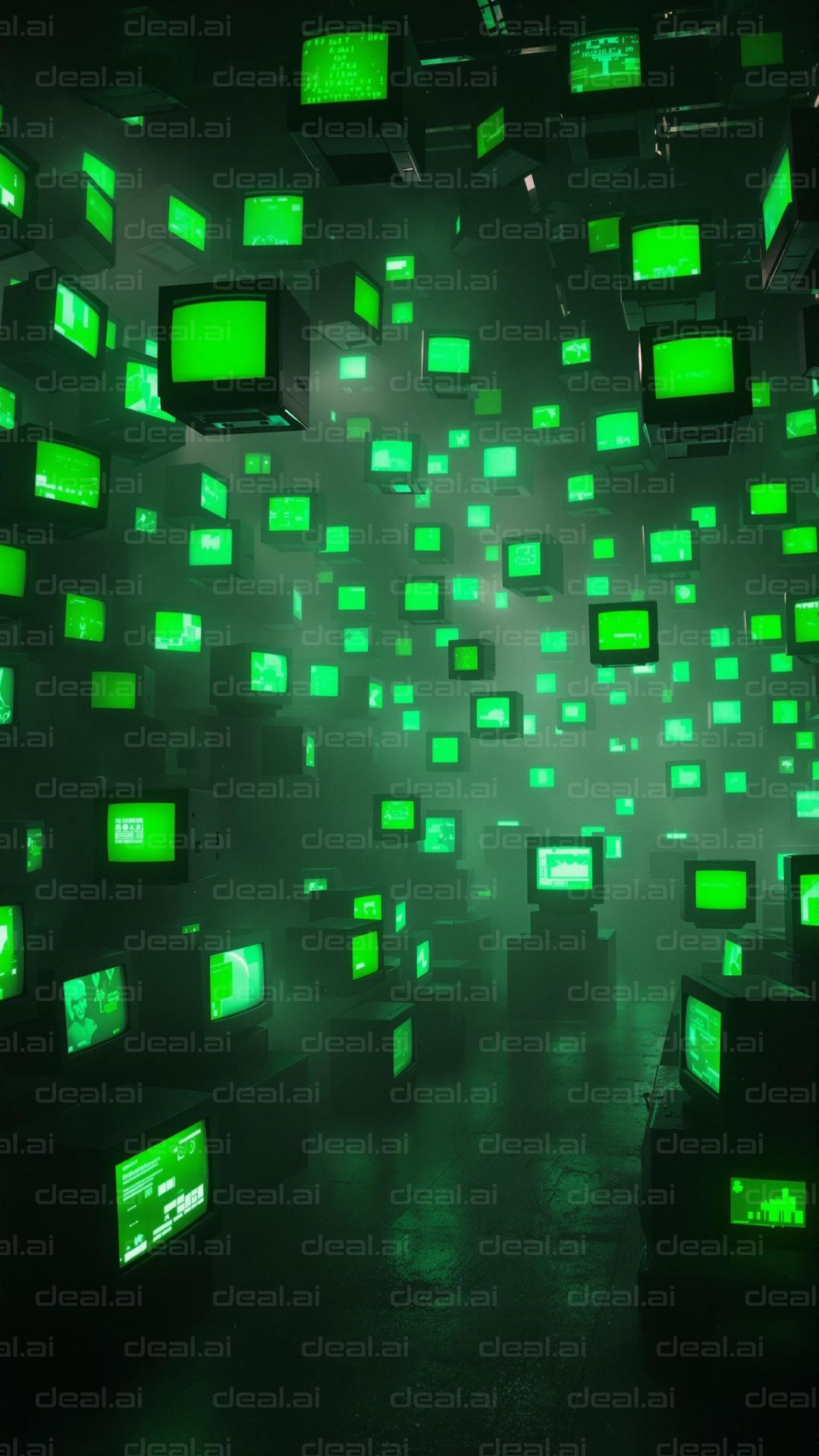 "Neon Matrix of Retro Screens"