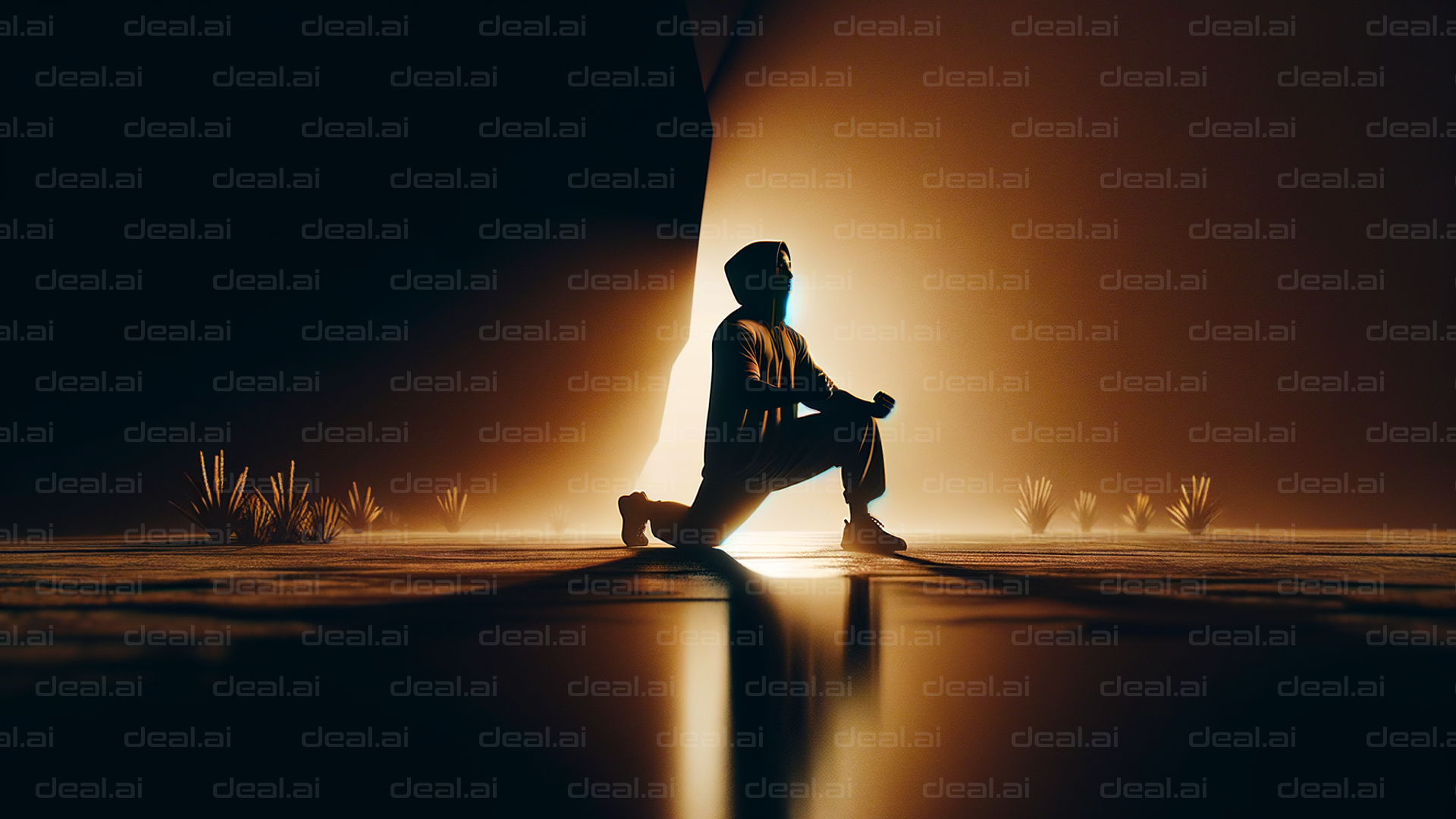 Hooded Figure in Glowing Desert Light