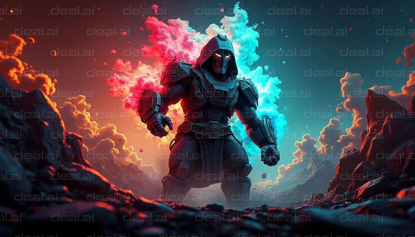 Cosmic Warrior in Mystical Aura