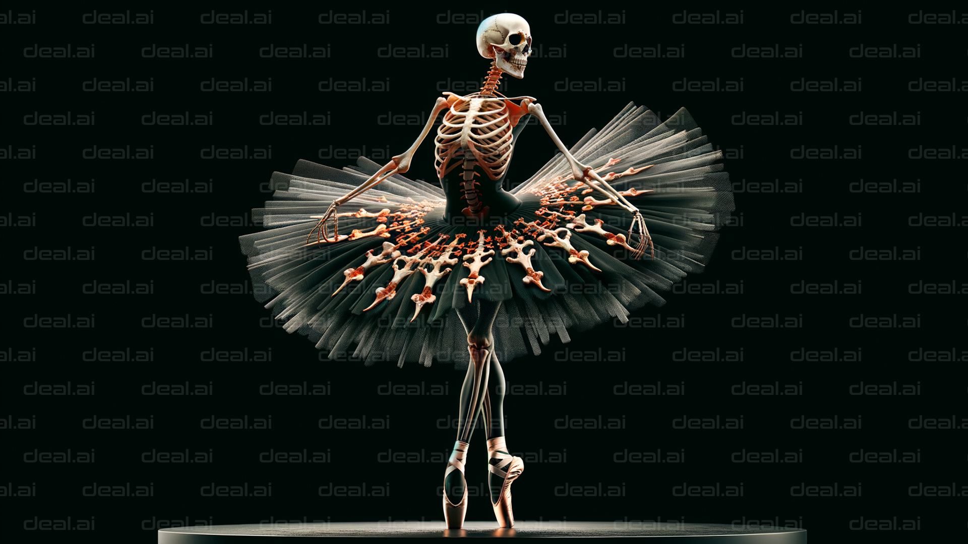 Skeleton Ballerina in Black Tutu