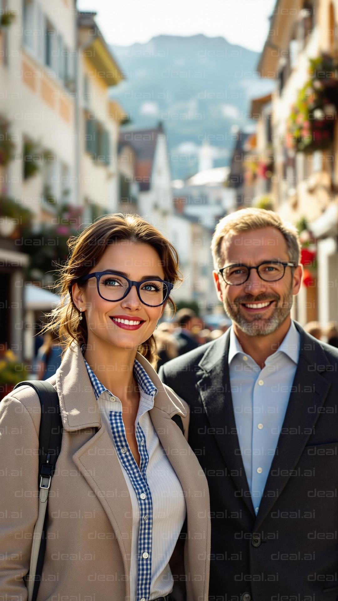 Smiling Couple in a Picturesque Street