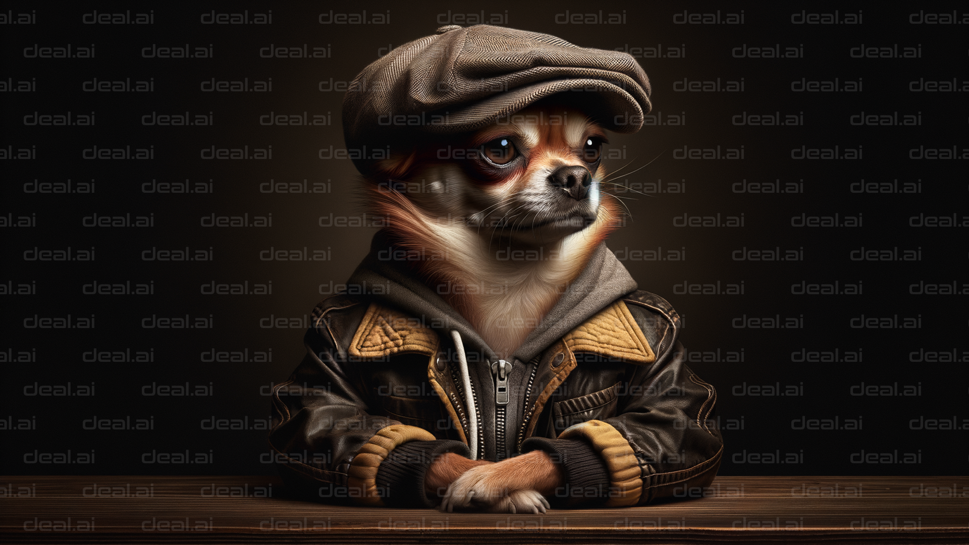Dapper Dog in Leather Jacket