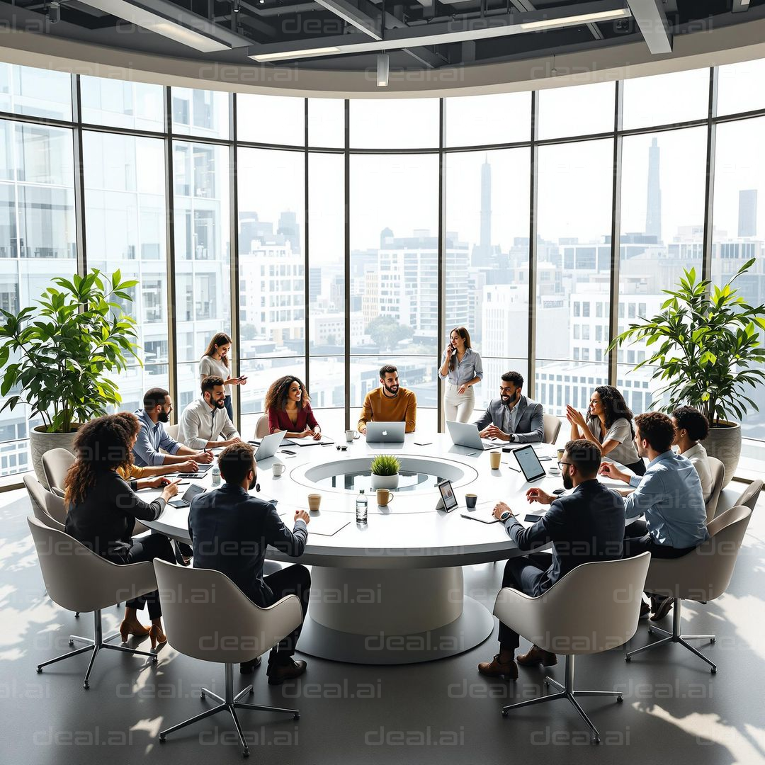 Team Meeting in Modern Office Space