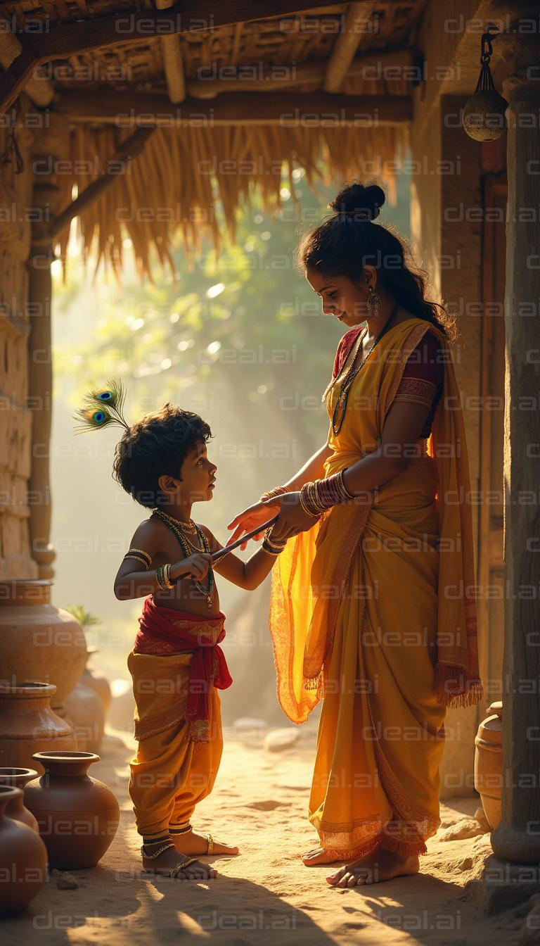 "Traditional Bonding Moment in Village"