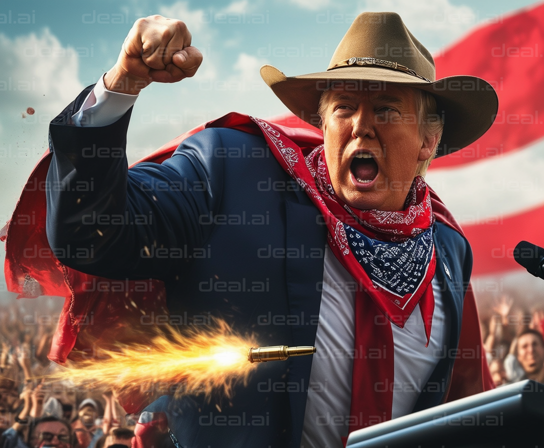 Cowboy Rallies Crowd with Fiery Speech