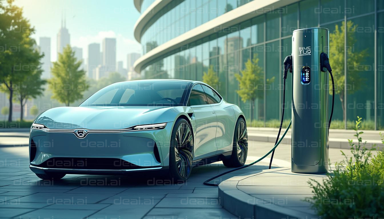 "Sleek Electric Car Charging Downtown"