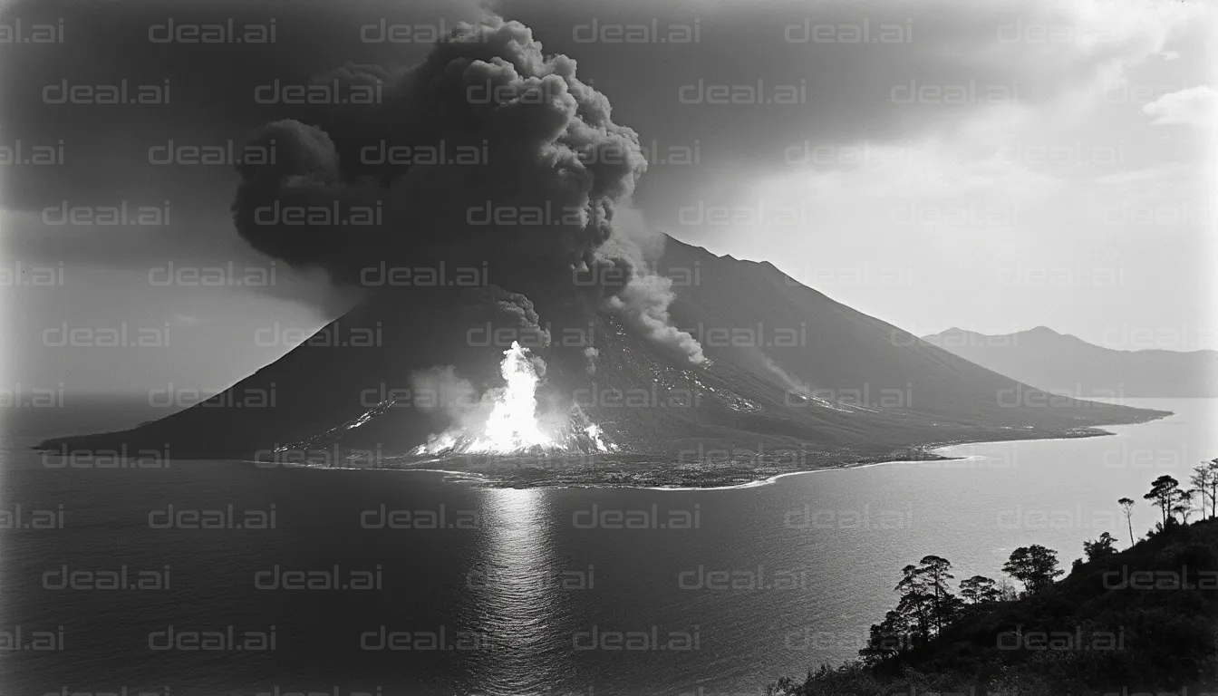 Volcanic Eruption by the Sea