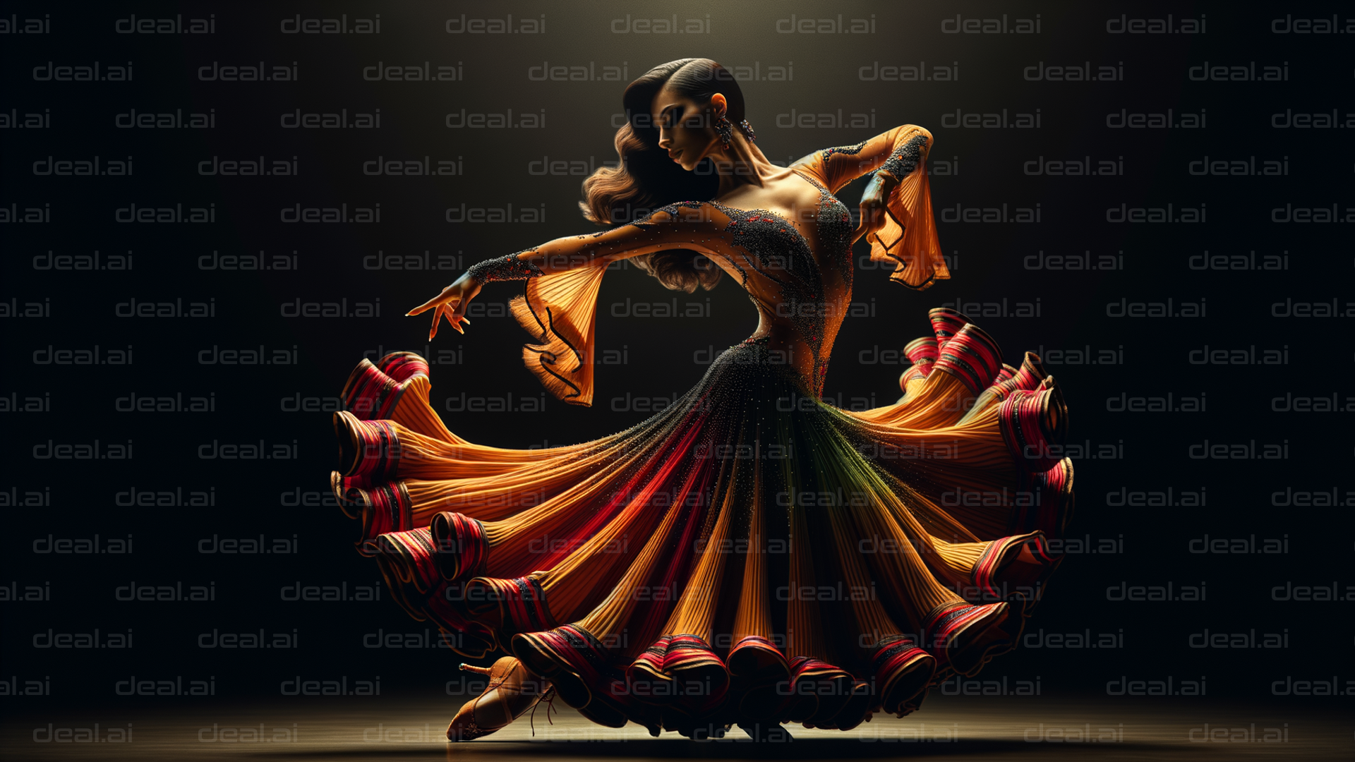 Elegant Dance in Flowing Dress