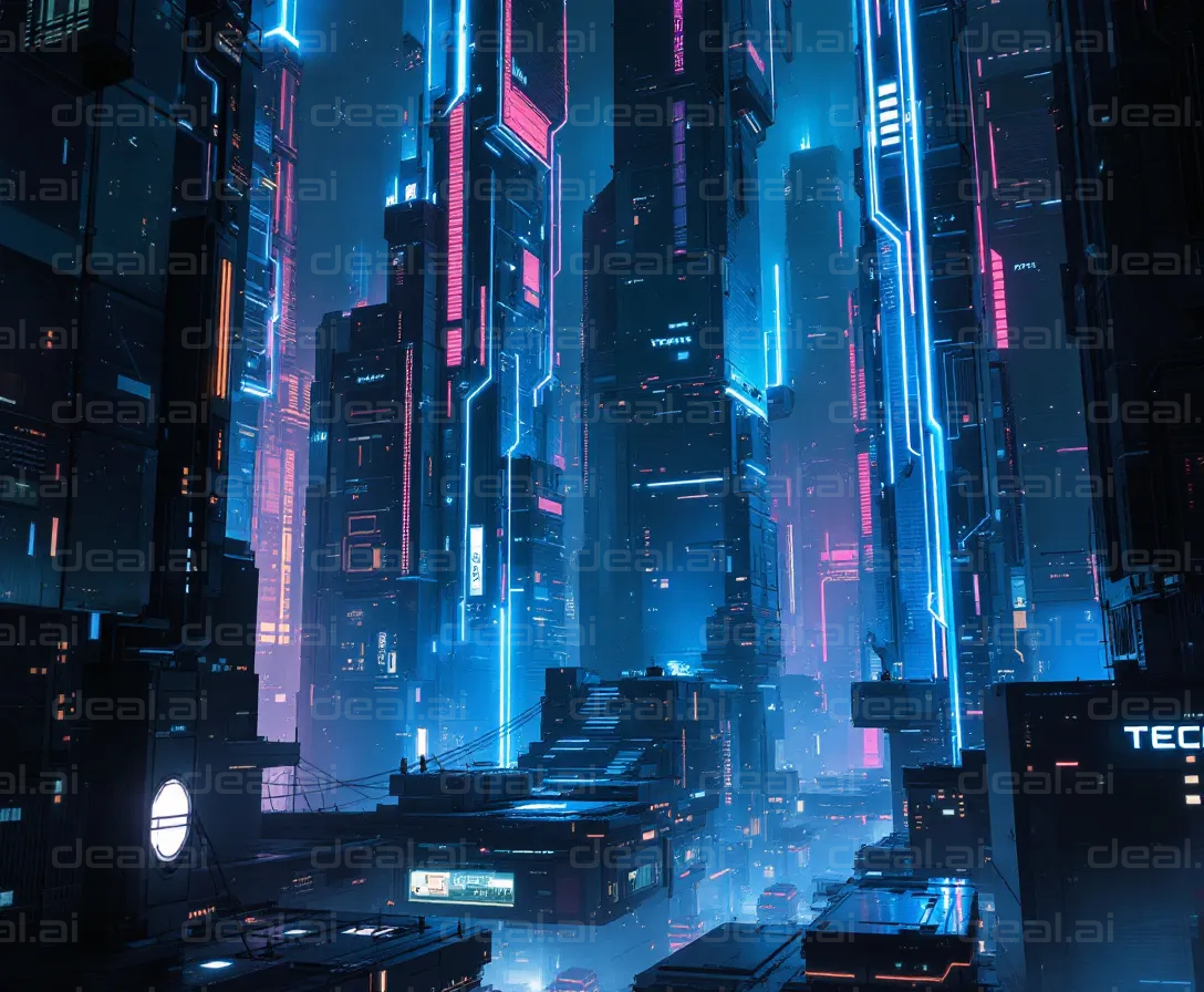 Futuristic Neon Cityscape at Night