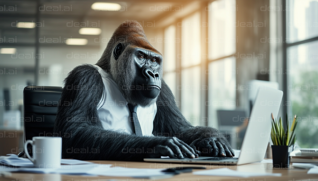 "Business Gorilla at the Desk"