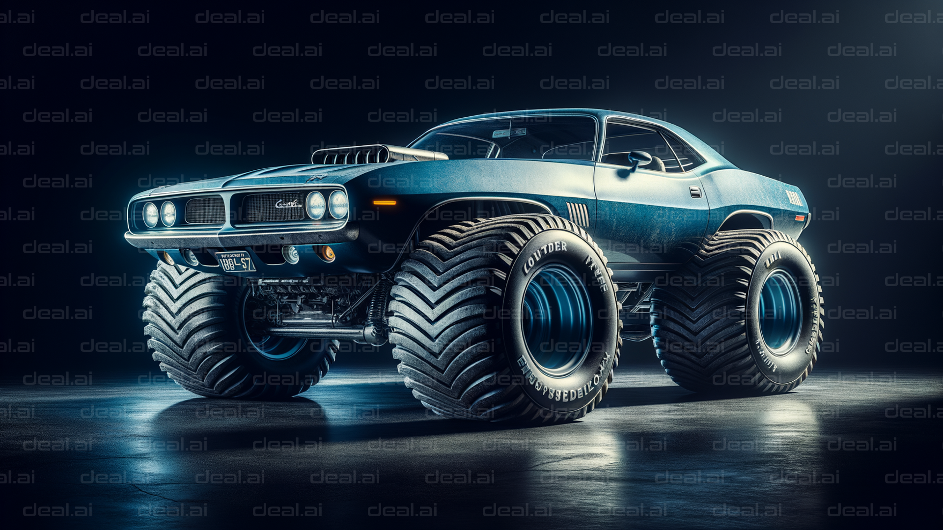 "Monster Muscle Car with Huge Tires"