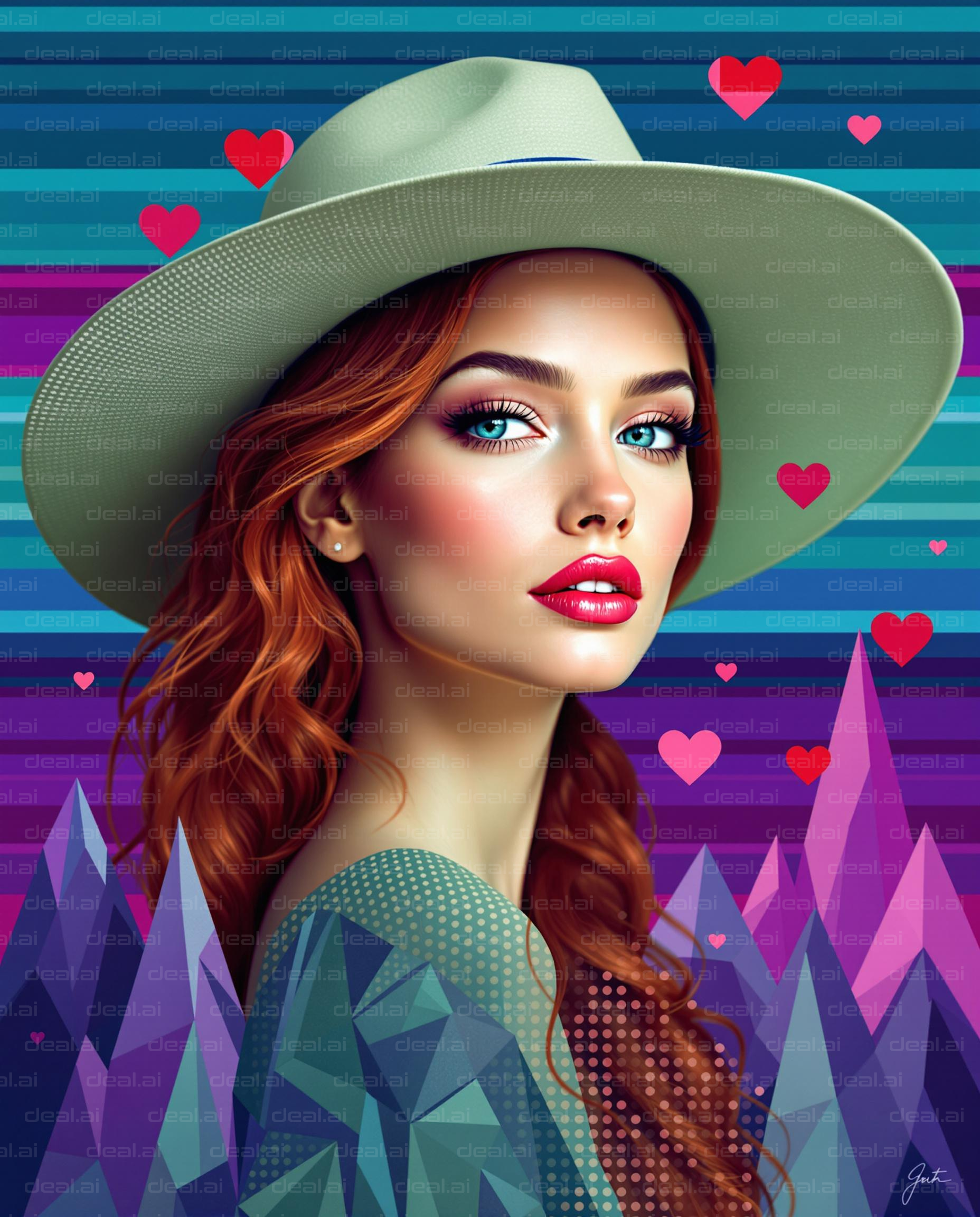 Vibrant Portrait with Geometric Flair