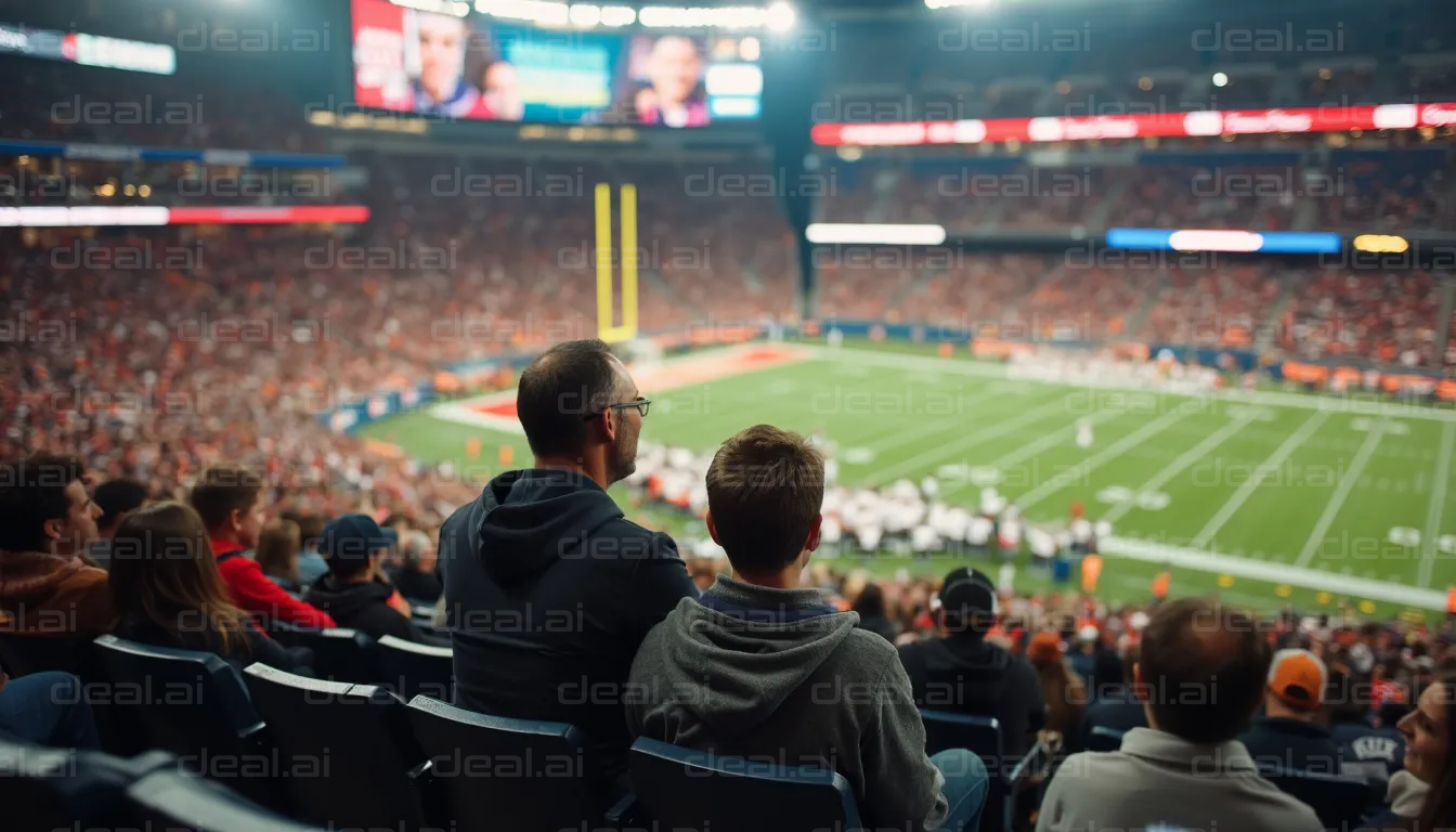 Father and Son Enjoying Football Game