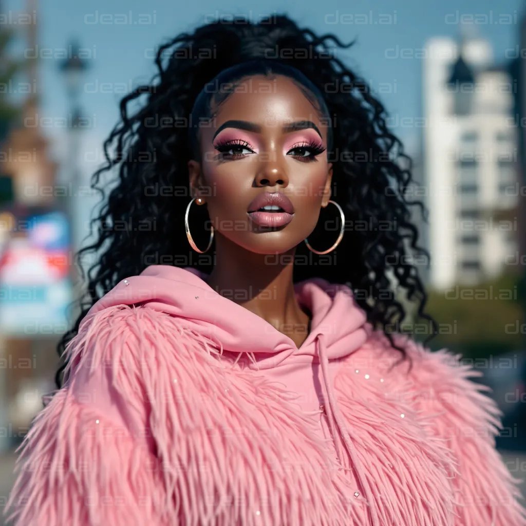 Stylish in Pink Fur Hoodie