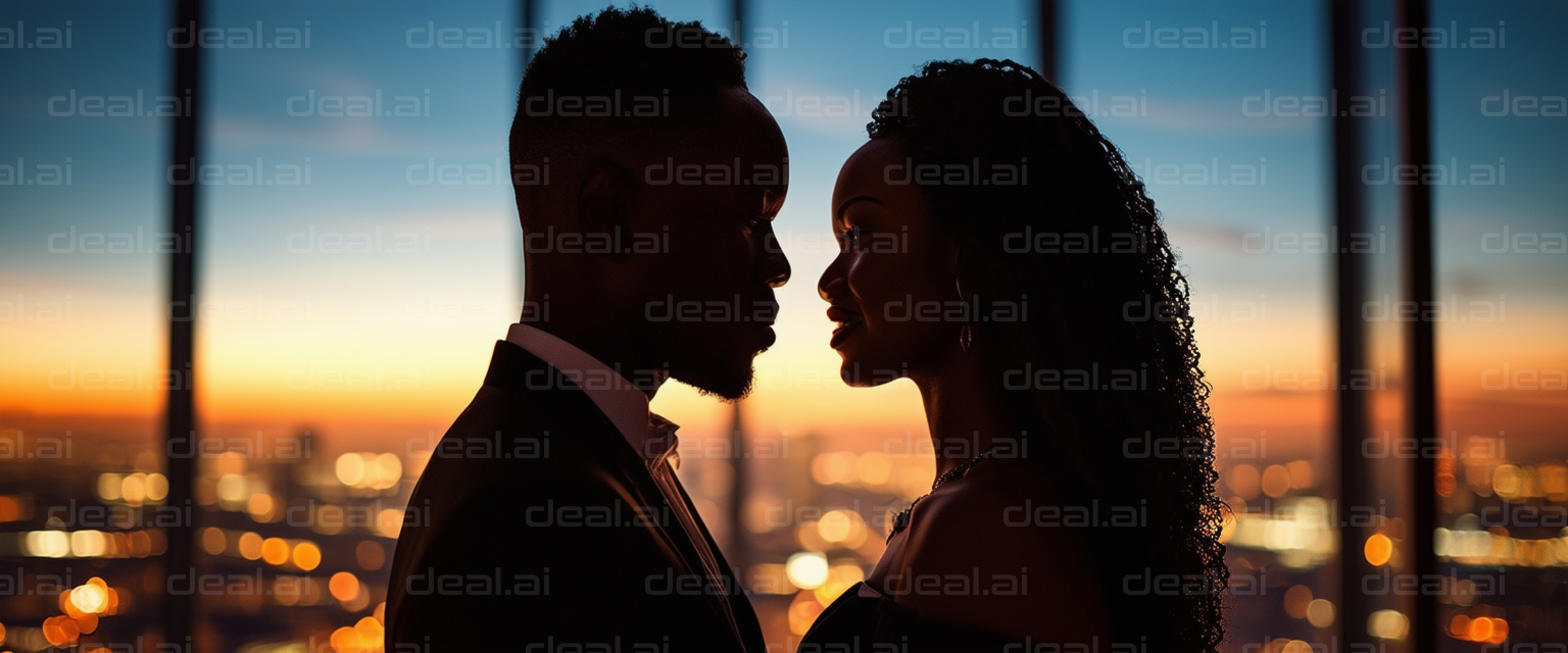 "Silhouette of Love at Sunset"