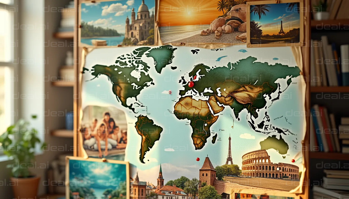 "Travel Memories and World Map"