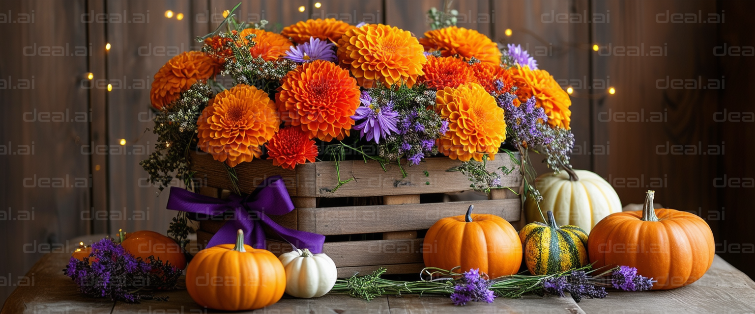 "Autumn Flowers and Pumpkins Décor"