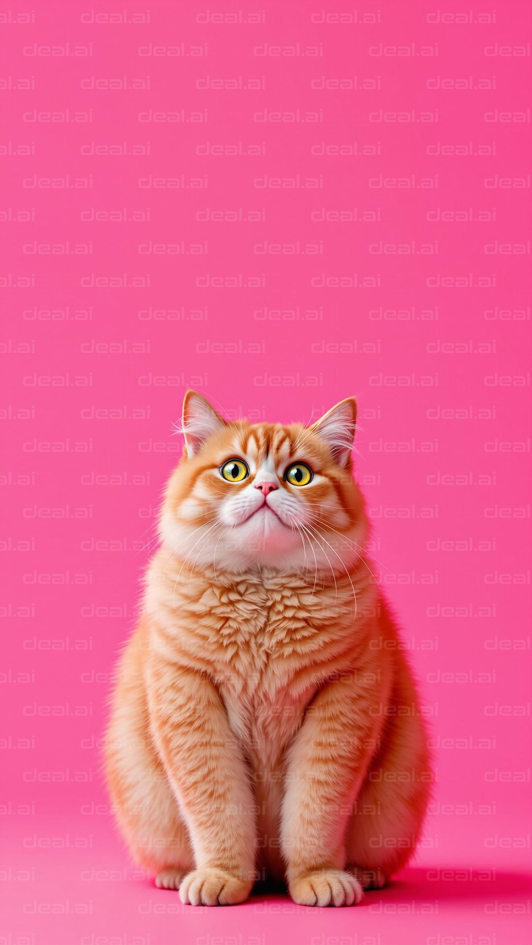 Curious Cat on Pink Background