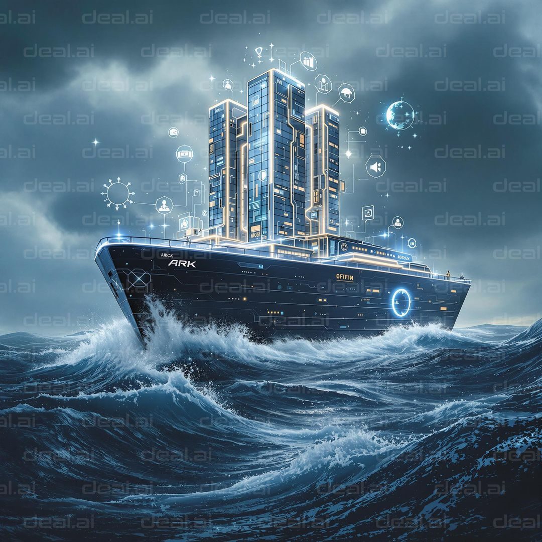 Futuristic Ship on Digital Seas