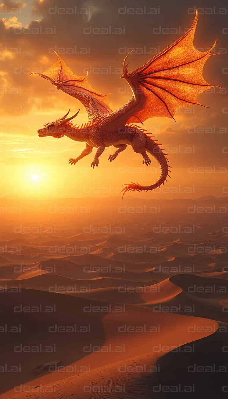 "Majestic Dragon Soaring at Sunset"