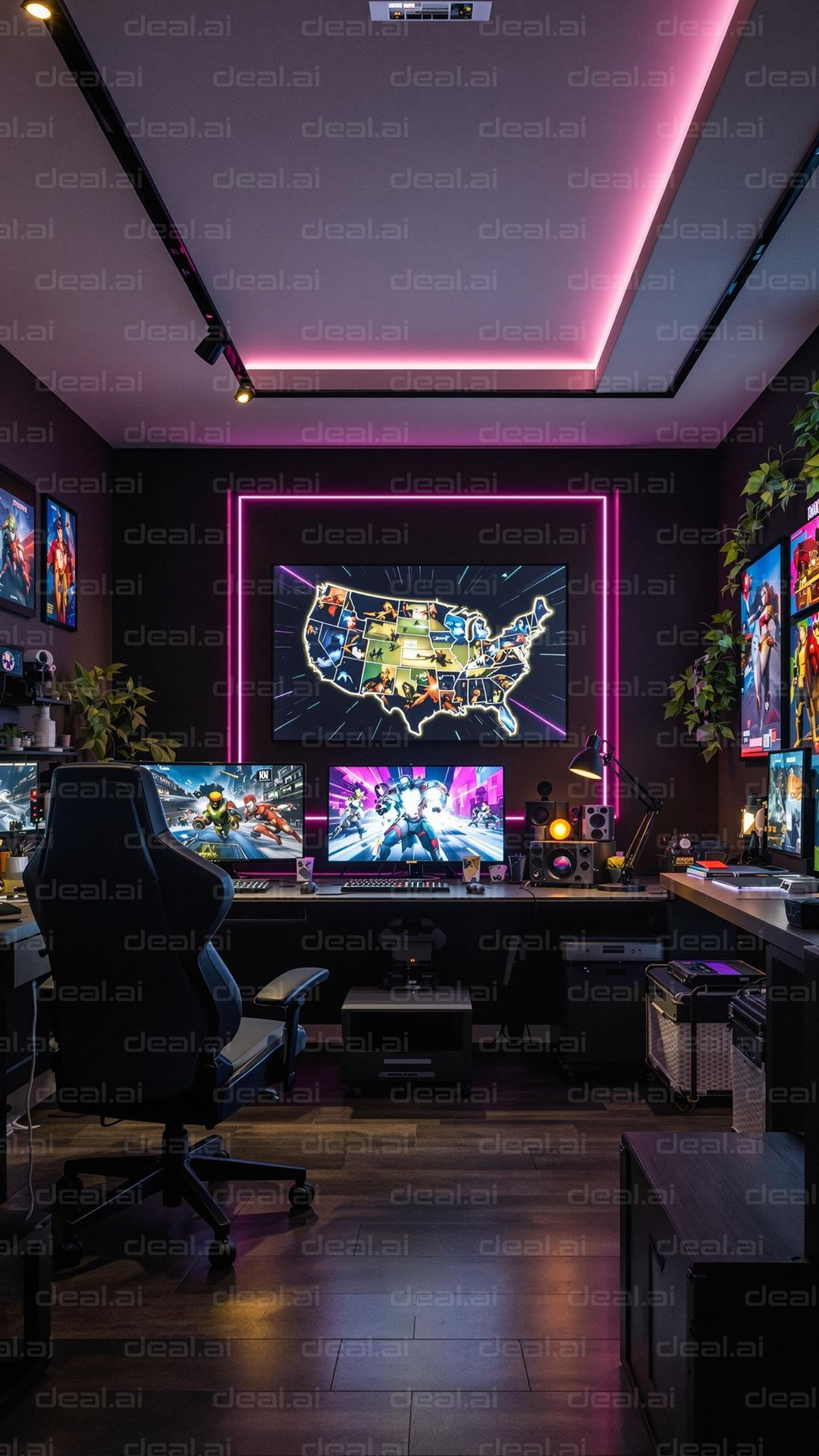 Futuristic Gaming Room Setup