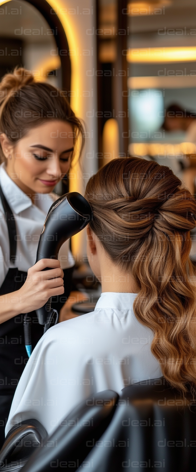 Stylist Perfecting Elegant Hairdo